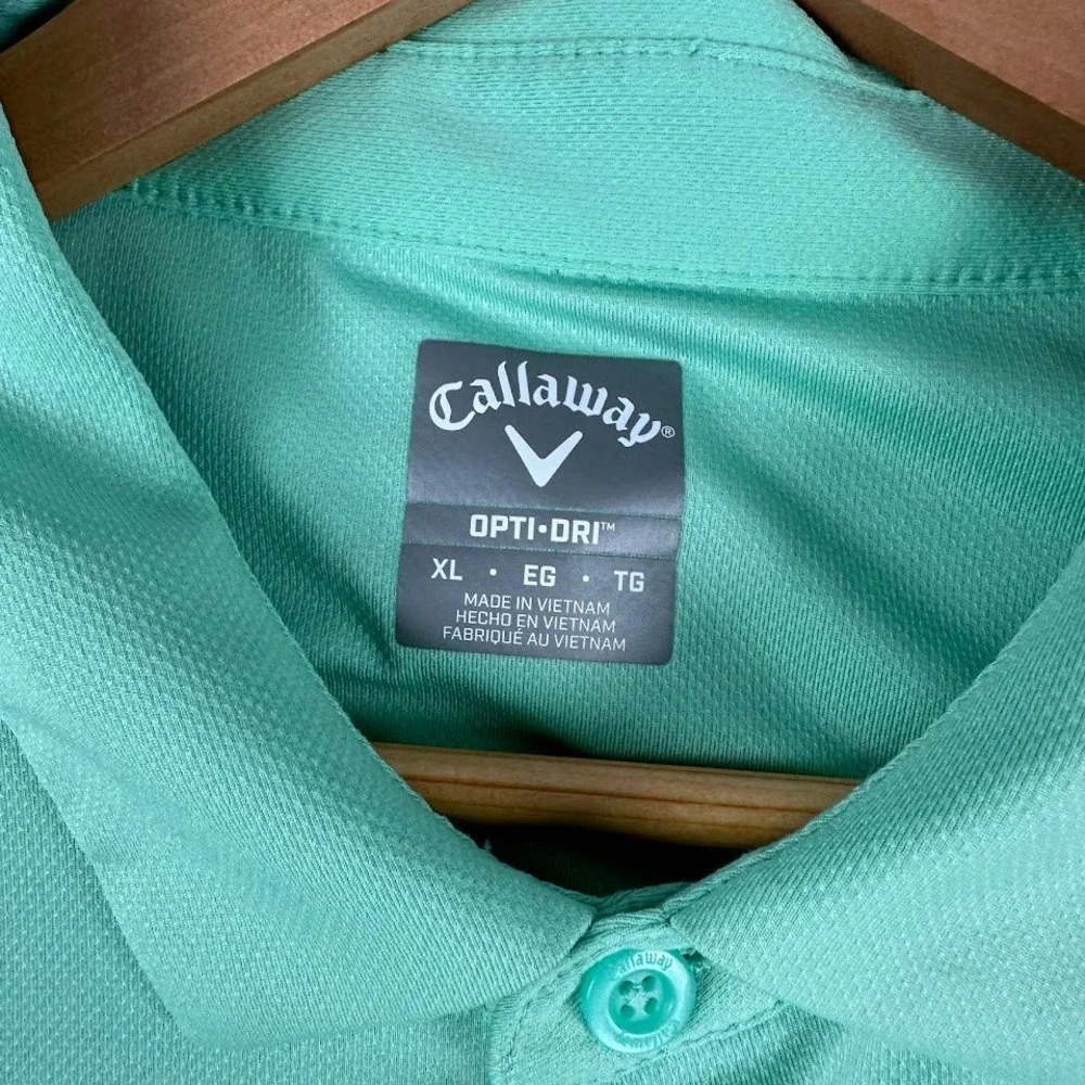 Callaway Opti Dri‎ Mens XL Golf Polo Shirt Green Short Sleeve Performance Tech - Picture 2 of 8